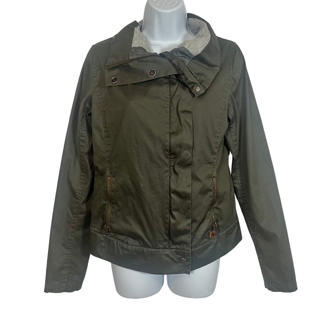Burton Durable Goods Olive Green Cotton Utility Jacket Asymmetrical Zip Small